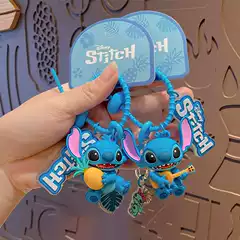 Genuine Cartoon Stitch Pineapple Music Keychain Cute Bag Pendant Car Keychain Small Gift Wholesale