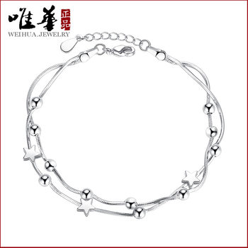 Weihua bracelet wholesale five-pointed star Square sugar round beads Korean fashion silver bracelet female trembles fast hand jewelry