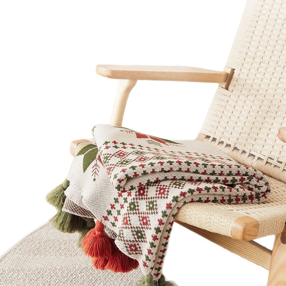 New Bohemian Style Pure Cotton Tassel Blanket, Bedroom Sofa Blanket, Air-Conditioning Blanket, Office Lunch Blanket