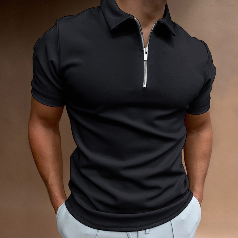 跨境2026夏季男式polo衫纯色短袖翻领t恤休闲合身上衣欧美男装5XL