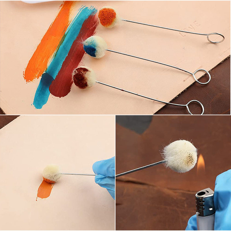 染色羊毛球 擦油 手工DIY羊毛刷 皮革皮具护理酒精染料涂抹工具