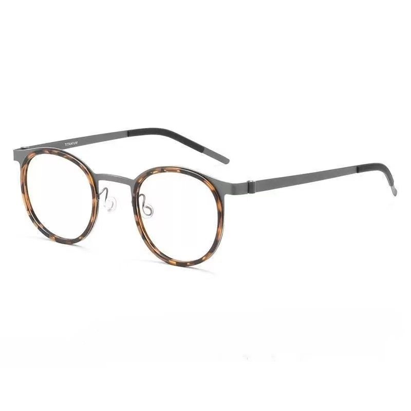 New Style Presbyopic Ultra-Light Bean Flower Color Versatile Fashion Oval Retro Anti-Blue Light Metal Eyeglass Frame Suitable for Prescription Lenses