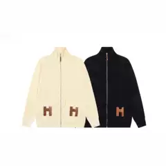 Autumn and Winter New European and American Trendy Brand Cross-Border European Goods He Pocket Letter Slimming Cardigan Wool Sweater Long Sleeve for Men and Women