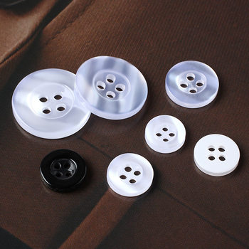 Pearlescent Four-Eye Wide-Brimmed Resin Buttons Four-Hole Transparent Shirt Sweater Suit White Jacket Sleeve Buttons Wholesale