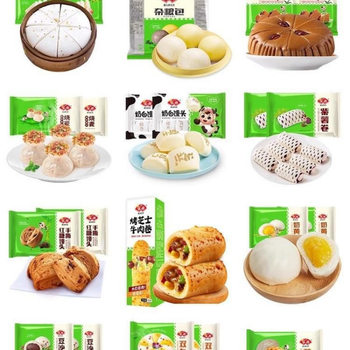 Anjing Breakfast Semi-Finished Products: Glutinous Rice Cakes, Red Sugar Steamed Buns, Shumai, Frozen Pastries, Red Bean Paste, and Milk-Flavored Products