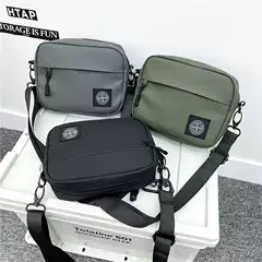Street Fashion Personalized Crossbody Bag Men and Women Outdoor Sports Hip-Hop Portable Small Satchel Stone Island Leather Shoulder Bag