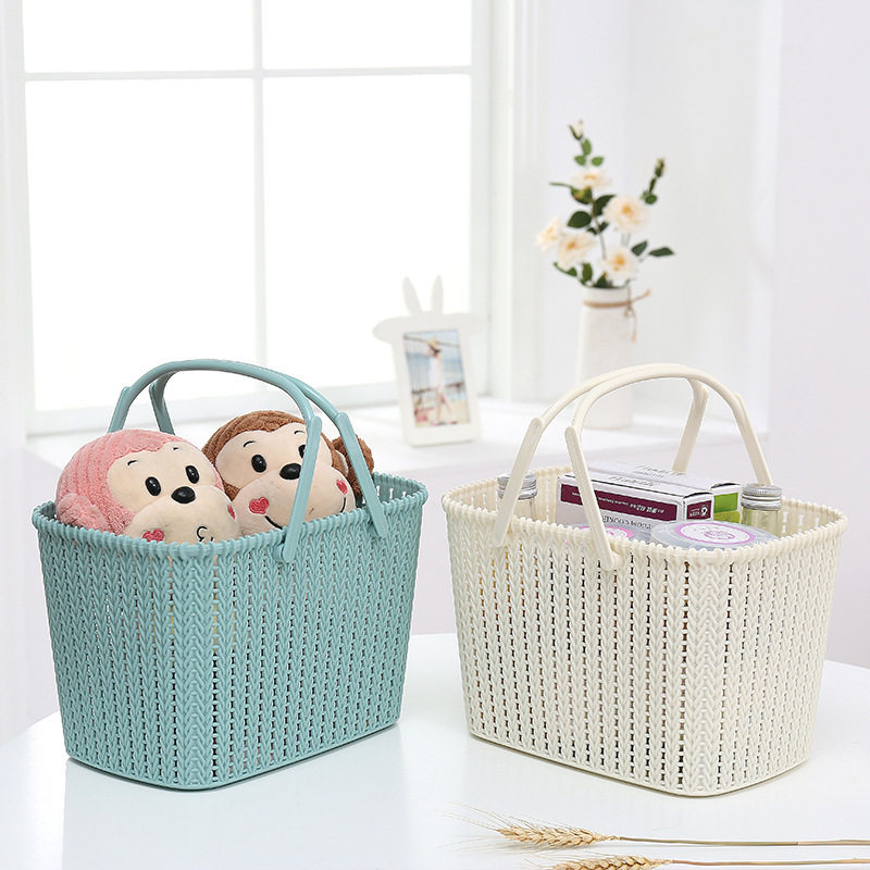 Bath Rattan Desktop Bath Basket Plastic Storage Satchel Bath Basket Cute Dormitory Bath Bathroom Toiletries
