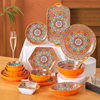 Gypsy Bowl plate suit household tableware orange ceramic bowl plate suit housewarming New Home Bowl set retro