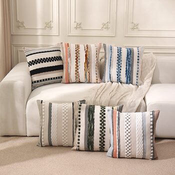 New Cross-border Chenille Jacquard Craft Pillow Case Modern Simple Living Room Sofa Cushion Waist Pillow Universal Cushion