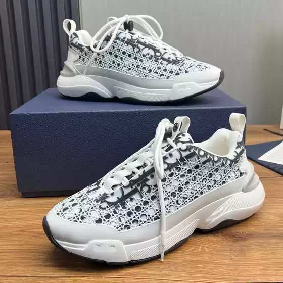 Original Label, Original Box, Guangzhou Goods, European Style, New Model, Leather and Canvas Combination, Lace-Up, Thick-Soled Casual Sneakers, Foreign Trade Men's Shoes