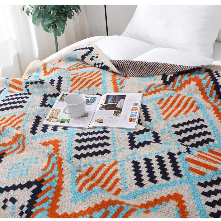 ✅ Bohemian Style Hotel B&B Bedside Blanket Office Nap Blanket Air Conditioning Sofa Cover Blanket Knitted Sofa Blanket