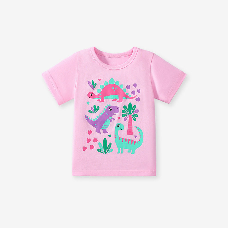 Girls' Summer Cute Short-Sleeve Top, New Year Cartoon Kids' T-Shirt Set