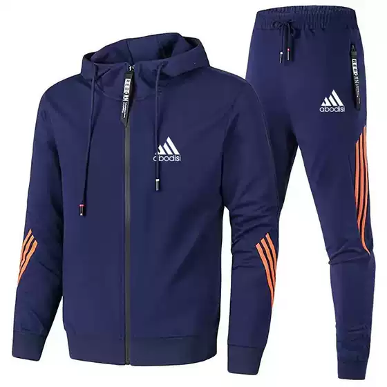 2026 Spring and Autumn Adidas Men's Casual Sports Suit Three-Stripe Hooded Zipper Sweatshirt and Long Pants Trendy Set