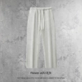 Straight pants - floral gray