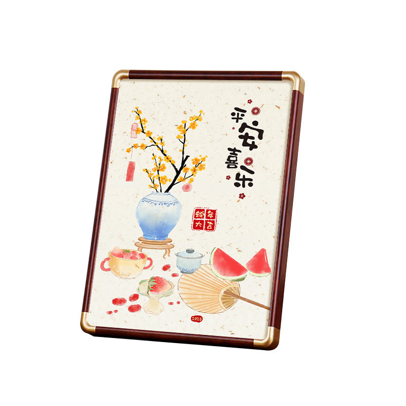 Imitation Copper Corner Photo Frame 6inch A3 Multi-Size Calligraphy and Painting Wall Hanging New Chinese Style Rounded Corner Picture Frame Empty Frame for Mounting with a High-End Feel