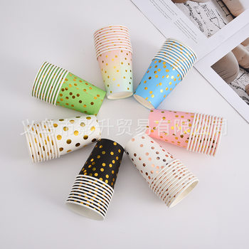 Disposable Paper Cup Dot Hot Stamping Cup Holiday Birthday Party Drink Cup Milk Tea Cup Manufacturer Ready-Made Paper Cup
