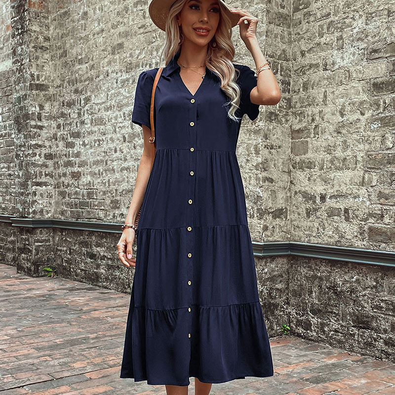 Casual Midi Dress Simple Design Comfortable Fit Summer Style Perfect for Work or Leisure Wholesale Available