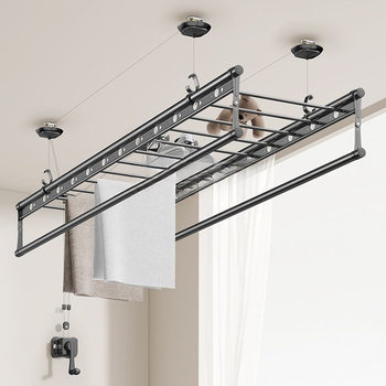 Wz Adjustable Clothes Drying Rack Balcony Household Hand Crank Manual Clothes Drying Rod Quilt Indoor Automatic Foldableing Clothes Drying Rack