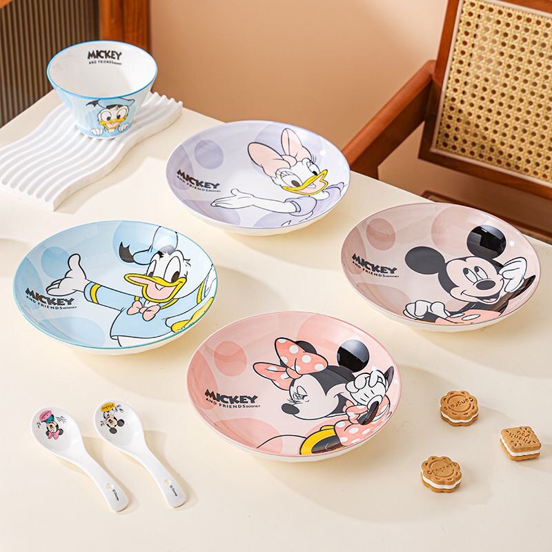 Disney Mickey Deep Dish Plate 8inch Ceramic Particularly Beautiful High-End Home High-Value Dinner Plate