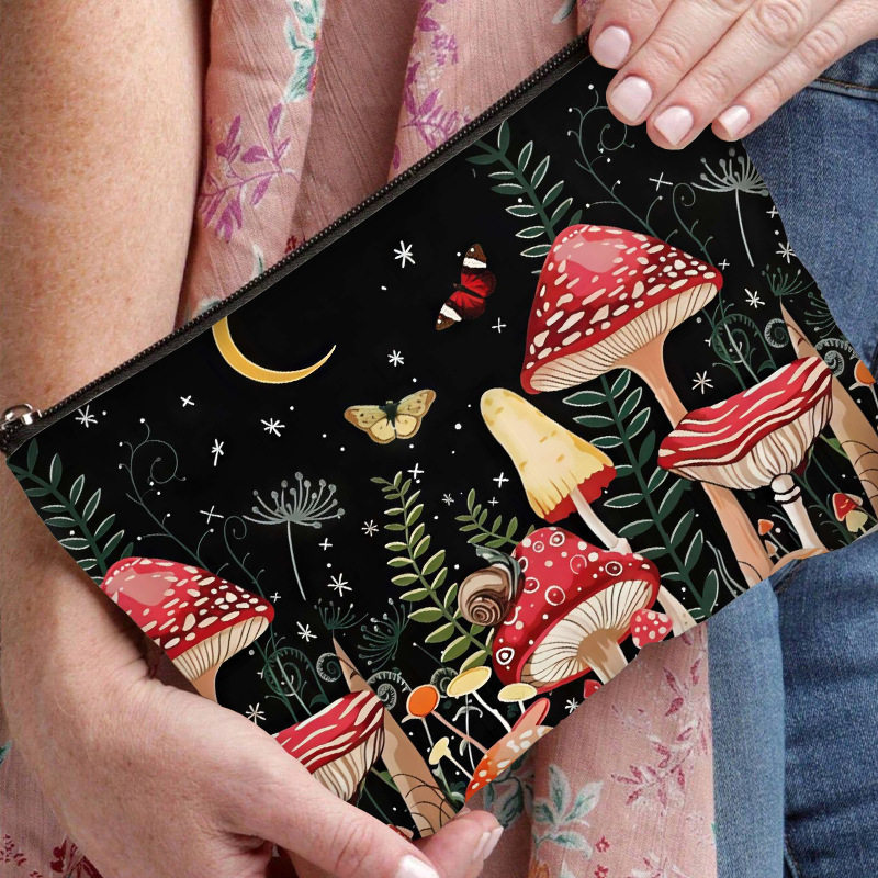 New Cartoon Printed Letter Cosmetic Bag Large Capacity Student Pencil Bag Canvas Four Corner Bag Carry-on Wash Bag