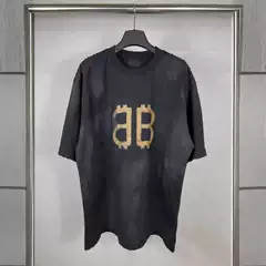 Correct Version of High Quality B's 25Ss New Mud Hand-Painted Frayed Old Short-Sleeved T-Shirt for Men and Women