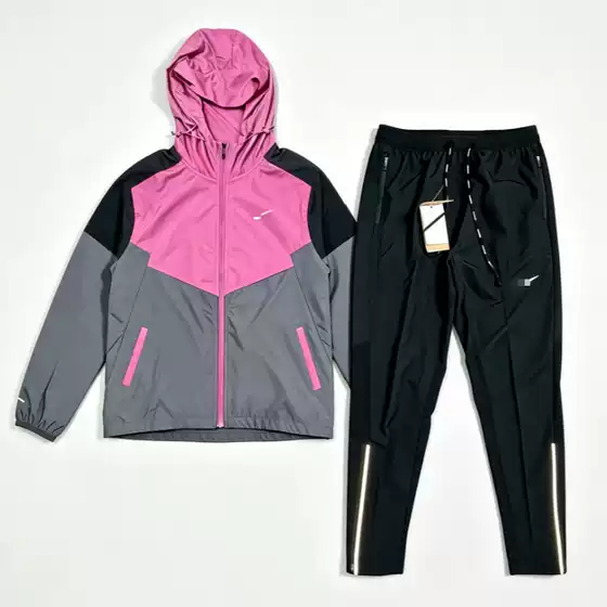 2025 Cross-Border Sales New Upgraded Sports Breathable Color-Blocking Jacket Amazon Hiking Set Casual Thin Style