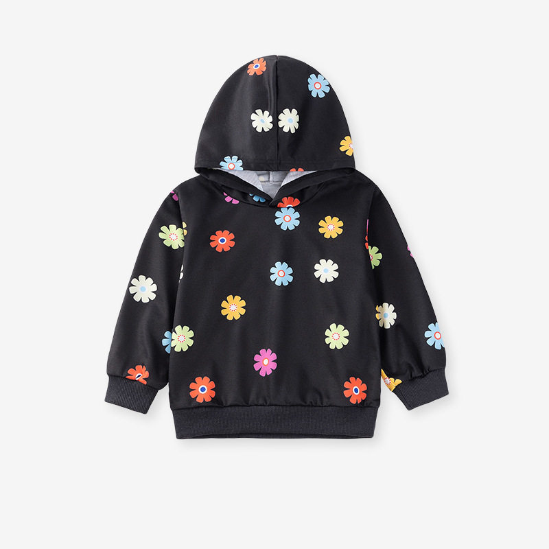 Girls' Autumn Hoodie, Kids' Hooded Sweatshirt, Cute Floral Top