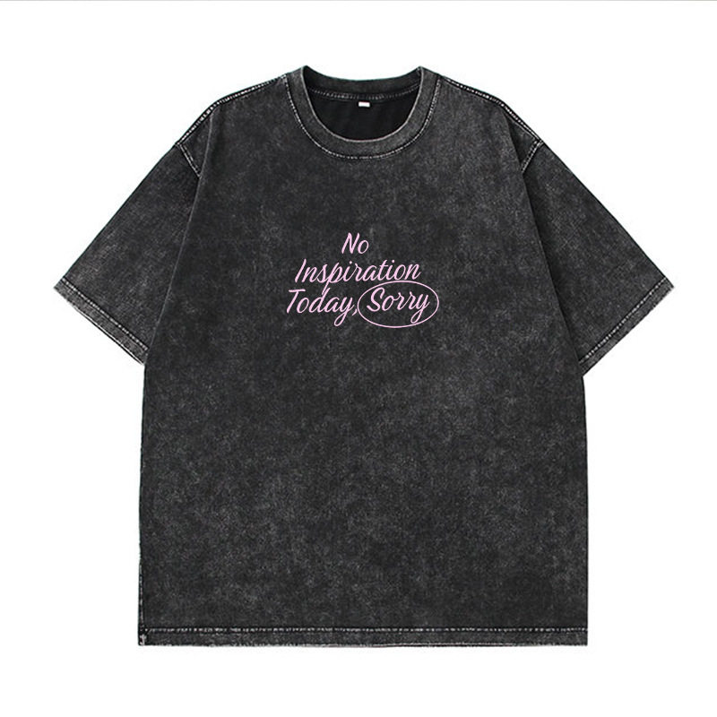 Vintage Letter Print Short Sleeve T Shirt for Women Summer Casual Style Loose Fit 100 Cotton Washed Finish