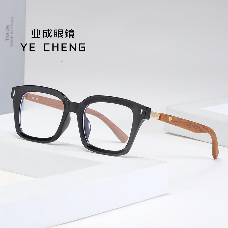 2024 new vintage wood grain foot silk myopia anti-blue light mirror ultra light box plain TR frame 570876