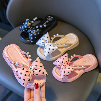 Girls' Slippers Summer Baby's Small Indoor Non-slip Girls' Home Children's Bow Parent-child Slippers 2025 New Style