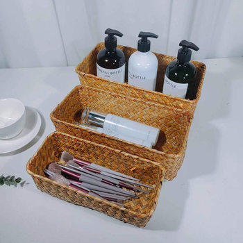 Factory Direct straw storage box sundries storage basket woven storage basket non-rattan wicker crafts wholesale