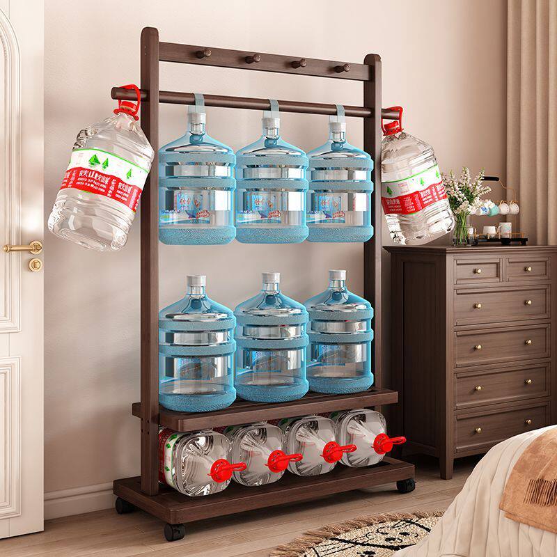 Chinese-Style B&B Storage Mobile Clothes Hanger Solid Wood Floor-Standing Bedroom Coat Rack Living Room Simple Modern Home