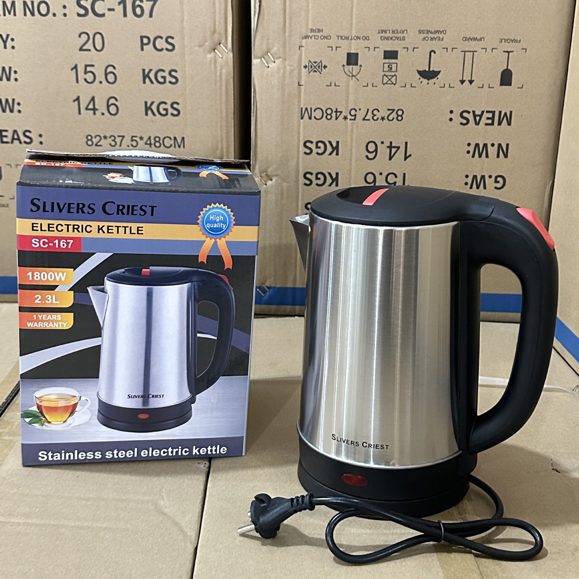 2.3L stainless steel electric kettle stainless steel European plug