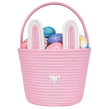 Easter Cotton Rope Hand-Woven Rabbit Ears Storage Basket Kidsren's Toy Basket Cute Home Cosmetics Storage
