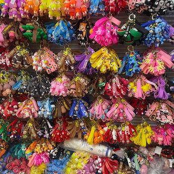 New Trendy Internet Celebrity Plush Toy Street Market Night Market Cartoon Anime 3D Doll Pvc Plastic Keychain Bag Pendant