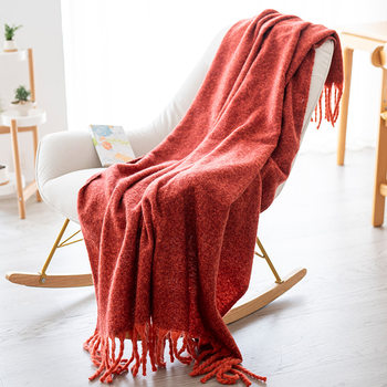 Ins Style Woven Imitation Wool Blanket, Skin-Friendly and Lint-Free, Autumn and Winter Warm Sofa Blanket, Office Nap Blanket, Trendy