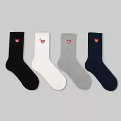Japanese Style Trbottomy Brand Heart Embroidered Towel Bottom Thickeneded Socks Autumn and Winter Warm Trbottomyy Sports Mid-Calf Socks Pure Cotton for Men and Women