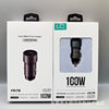 Metal Dual-Port Fast Charging 100W Car Charger Pd Super Flash Charging Suitable for Apple Huawei Type-C Mobile Phones