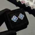 Ocean blue diamond earrings [pair]