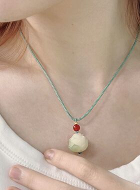 好运莲莲菩提吊坠手工编织绳项链中国风情侣锁骨链ins小众饰品女