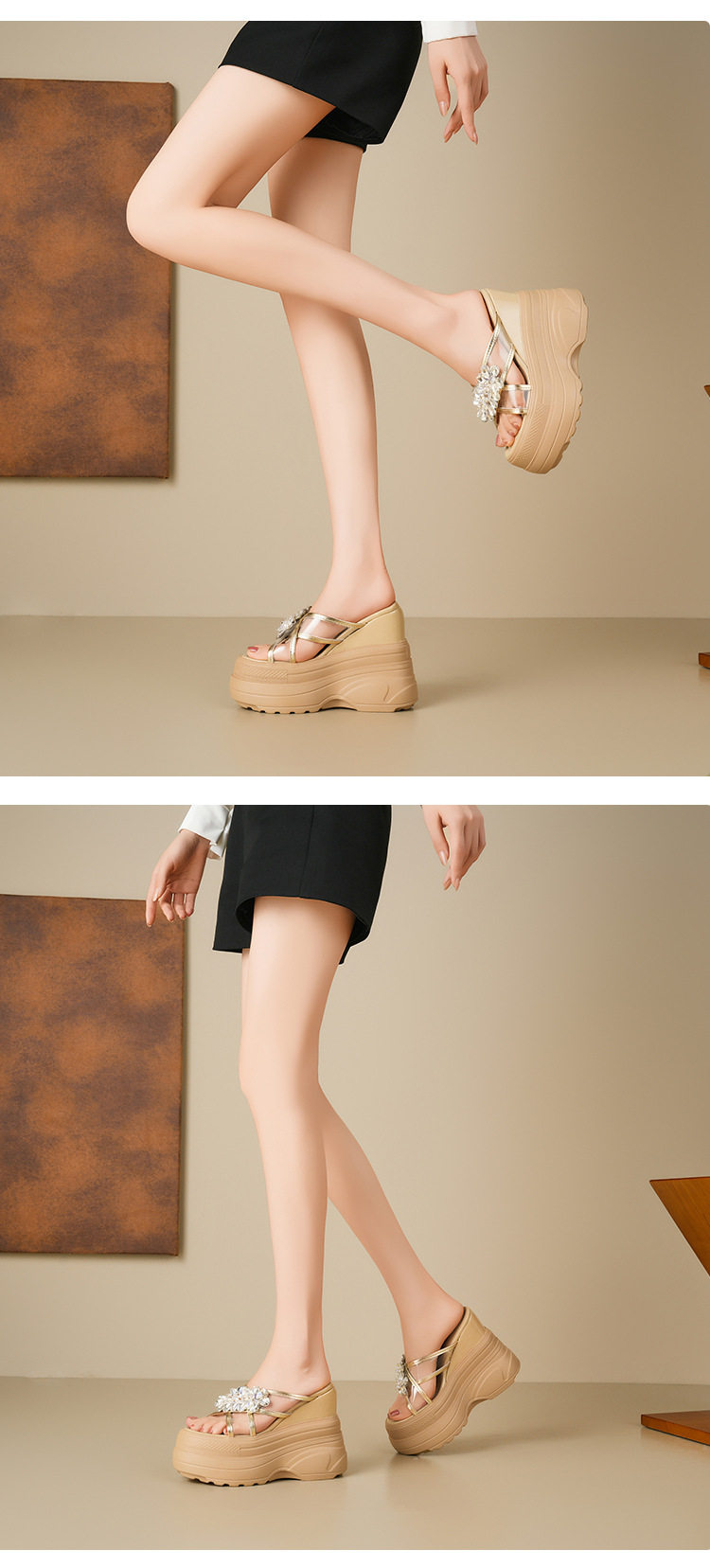 Sandal cao gót nữ hở mũi đế dày gót 12 cm — Trắng, Đen, Áo khoác sáng chi tiết 3
