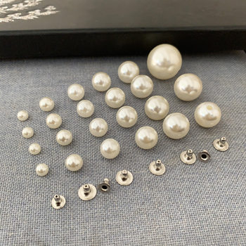 Spot Wholesale Pearl Stud Clothing DIY Denim Knitted Lace Accessories Round Half-Hole Round Beads with Trumpet Feet
