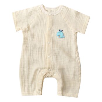 Ins Baby Summer Jumpsuit Short-sleeved Shorts Gauze Climbing Clothing Newborn Pure Cotton Breathable Cardigan Monk