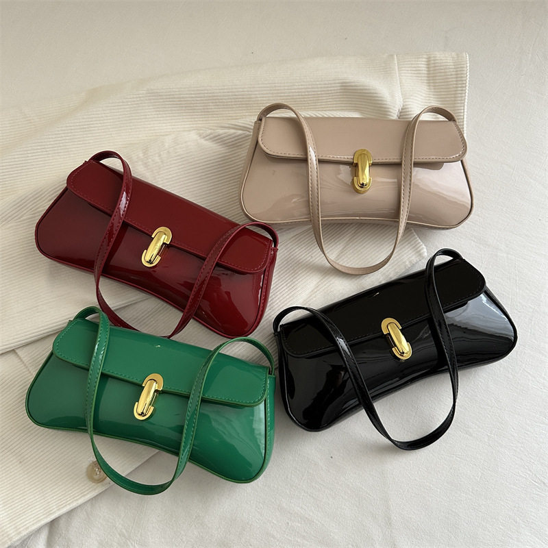 personalized trendy baguette bag lock fashion retro armpit bag foreign style single shoulder portable square bag