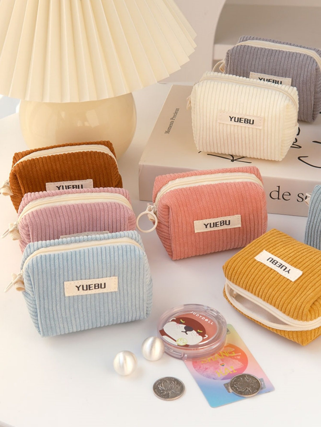 Ins Retro Corduroy Pure Color Simple Coin Purse Bluetooth Headset and Coin Purse Versatile