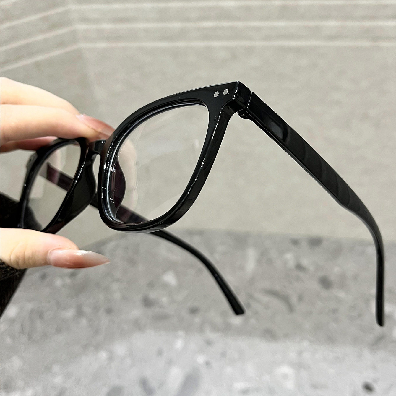 Classic Square and Round Frame Glasses 2025 New Cross-Border Glasses Frame Whitening Casual Flat Mirror Plain Rice Nail Glasses Frame
