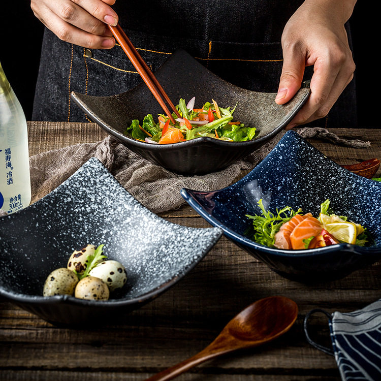 Creative Salad Bowl, Irregular Dessert Bowl, Personalized Snack Bowl, Japanese Tableware, Snack Bowl, Simple Ceramic Bowl, Commercial