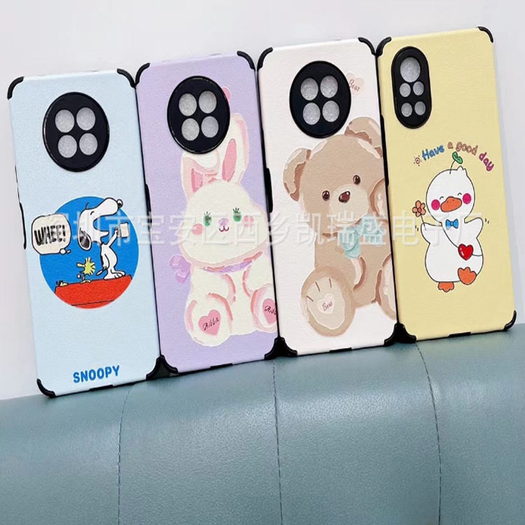 Four-Corner Lambskin Suitable for Vivos50 Cartoon Precision Hole Phone Case X90 X100 X200 Soft Full-Cover Protective Case