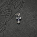 Cx124 white gold small cross blue diamond (about 23*9mm)
