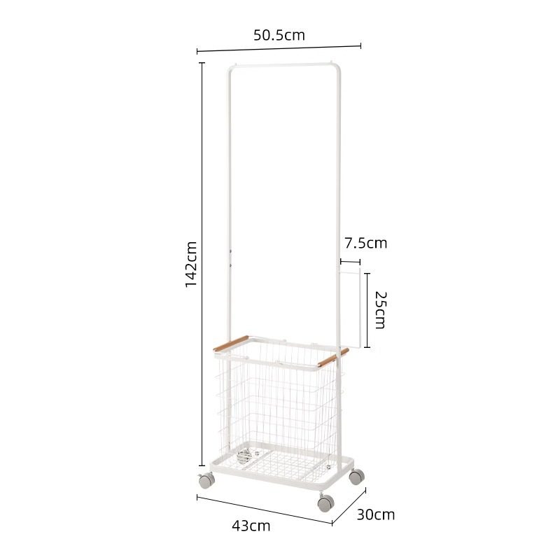 Household Bedroom Floor-Standing Clothes Rack, Mobile Simple Coat Rack, Room Entrance Pole-Type Clothes Hanging Storage Rack
